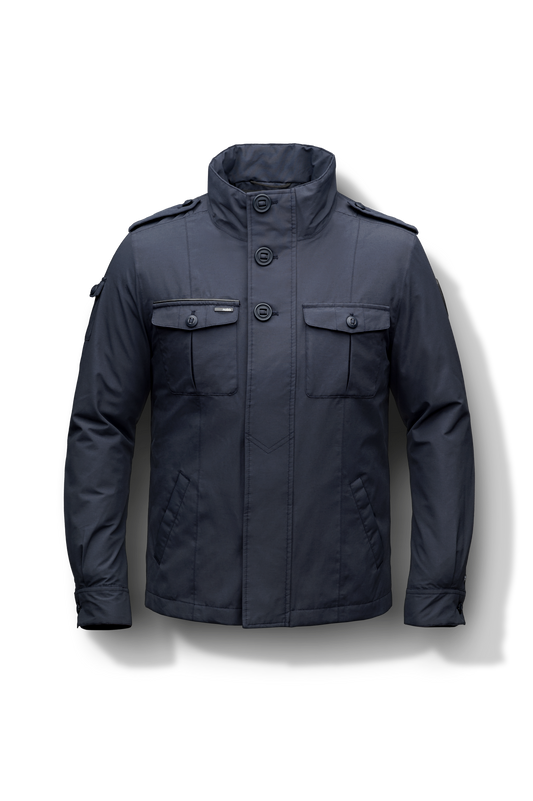 Men's waist length military style jacket in Navy + Navy
