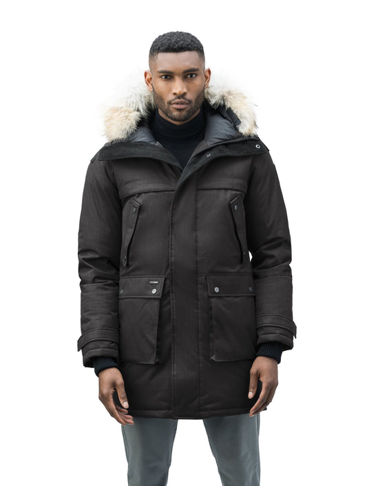Men's Best Selling Parka the Yatesy is a down filled jacket with a zipper closure and magnetic placket in CH Black + CH Black