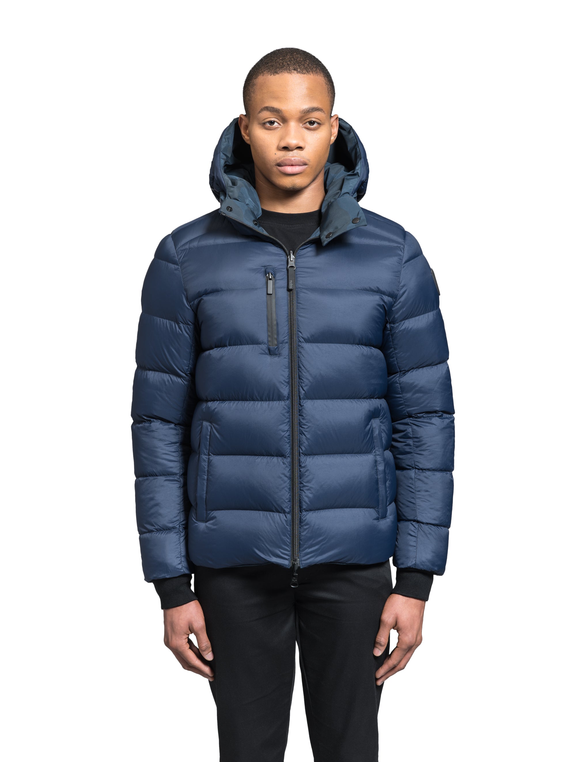 Navy blue mens puffer on sale jacket