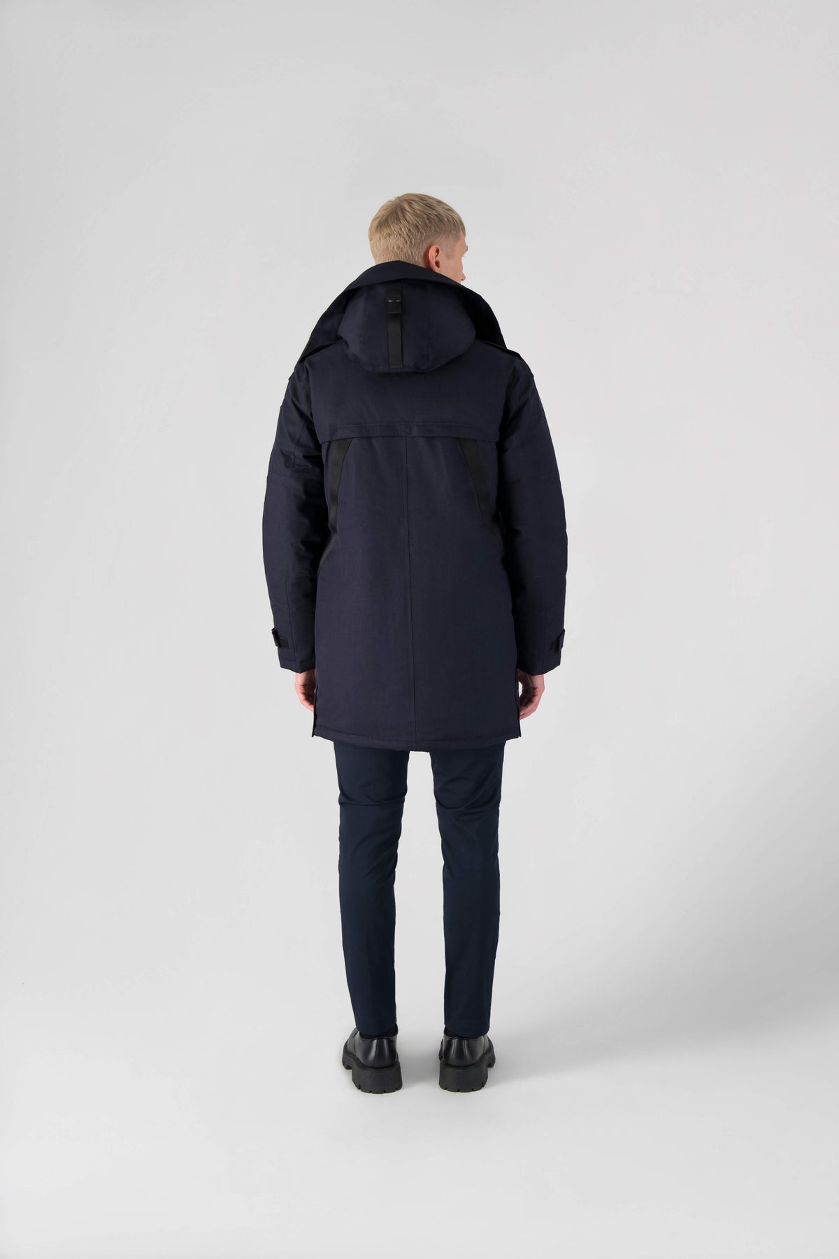 Men's Best Selling Parka the Yatesy is a down filled jacket with a zipper closure and magnetic placket in Navy