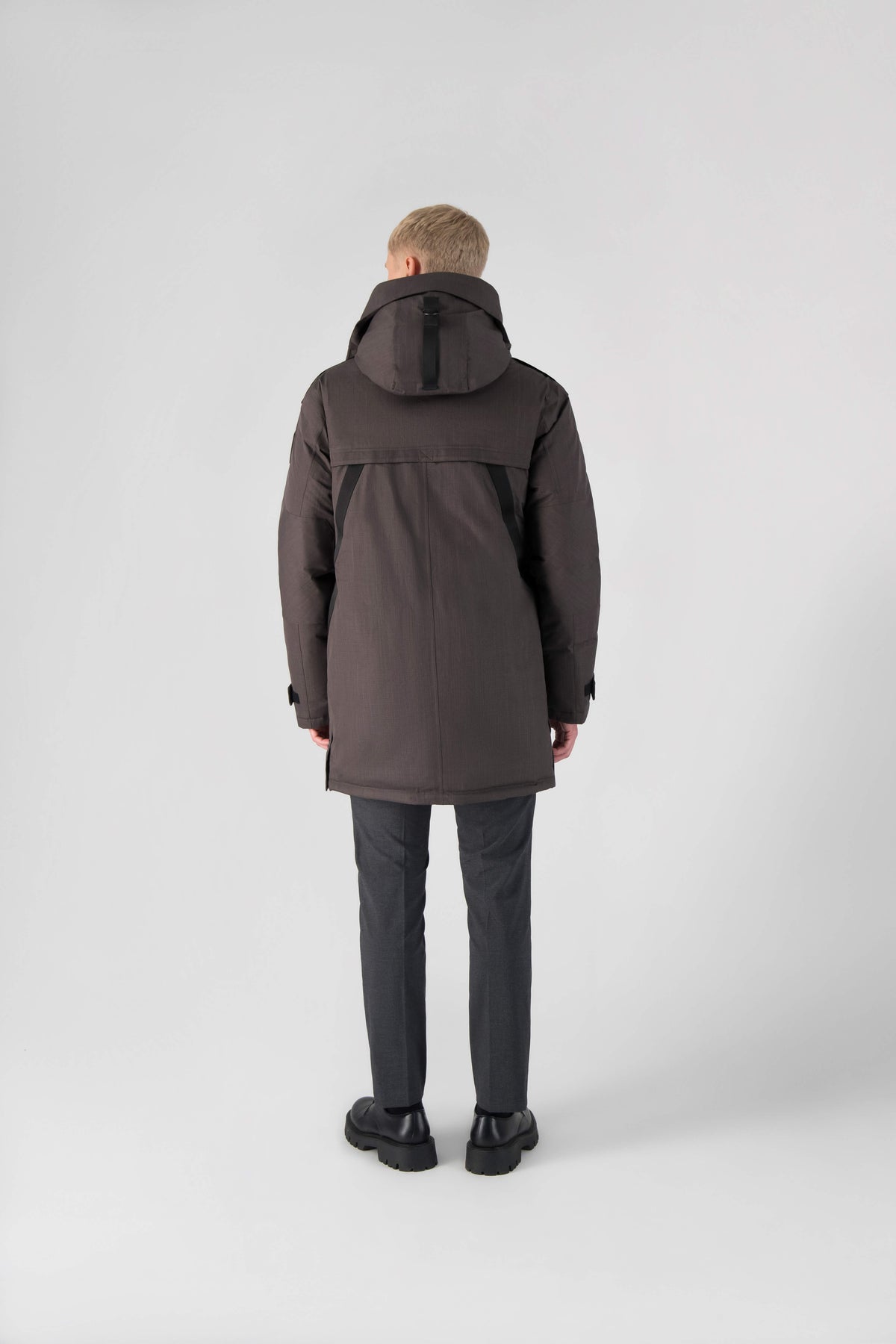 Men's Best Selling Parka the Yatesy is a down filled jacket with a zipper closure and magnetic placket in Steel Grey