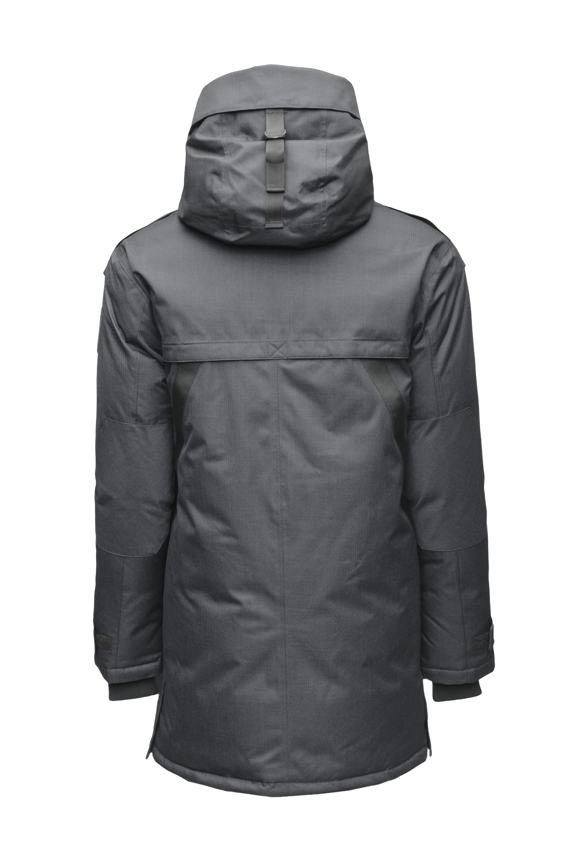 Men's Best Selling Parka the Yatesy is a down filled jacket with a zipper closure and magnetic placket in Steel Grey