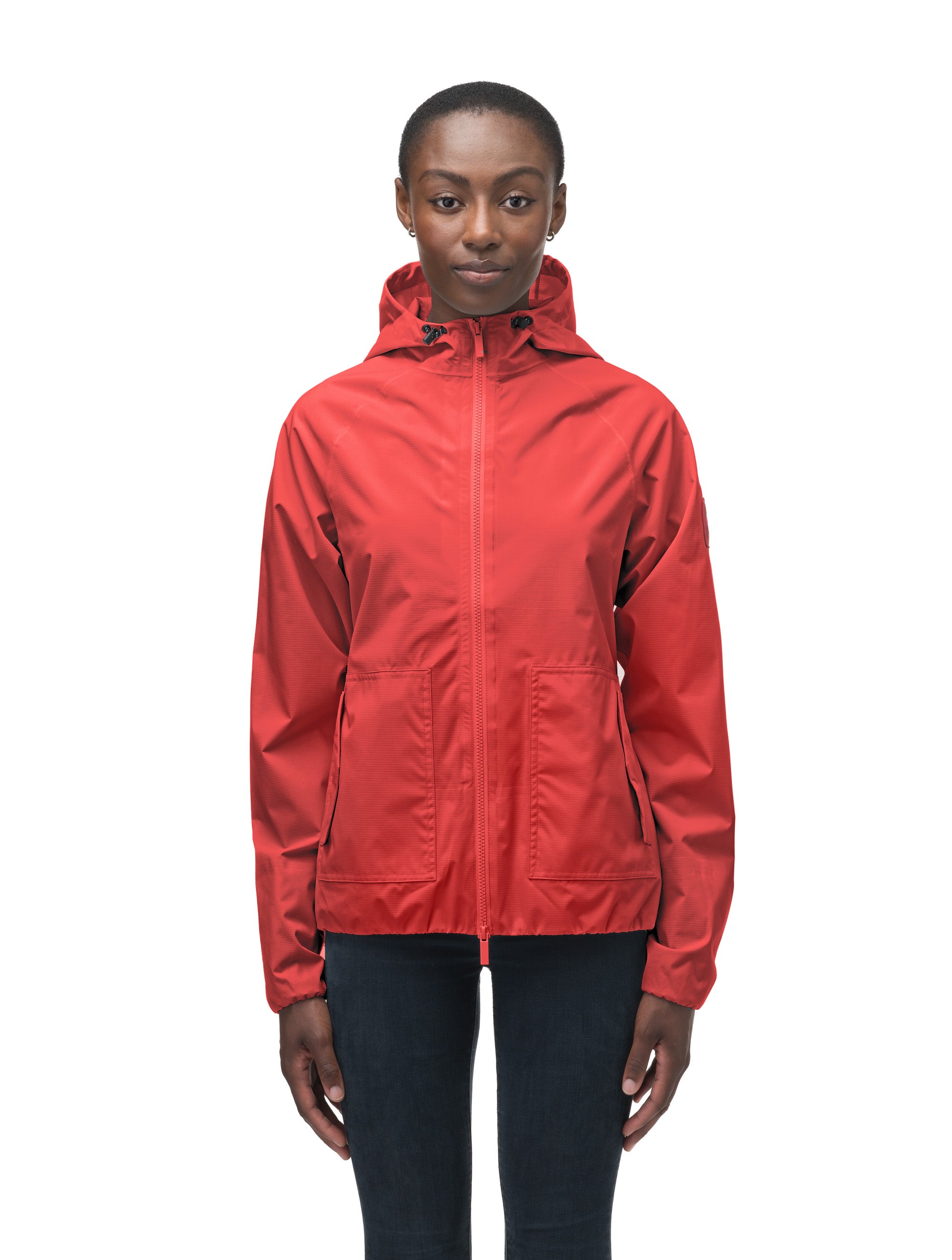 Weatherproof women's jacket with clearance detachable hood