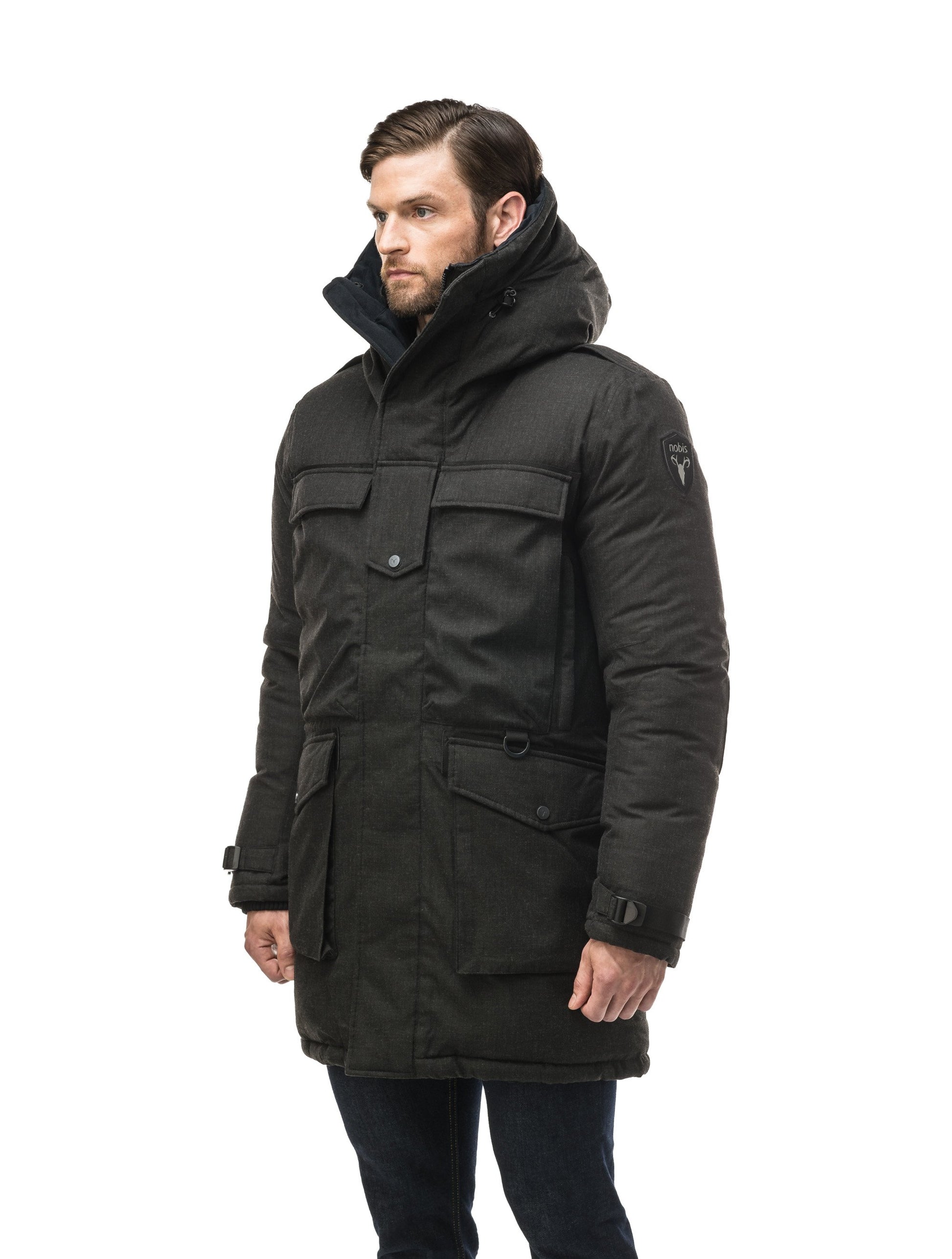 Men's extreme wamrth down filled parka with baffle box construction for even down distribution in H. Black