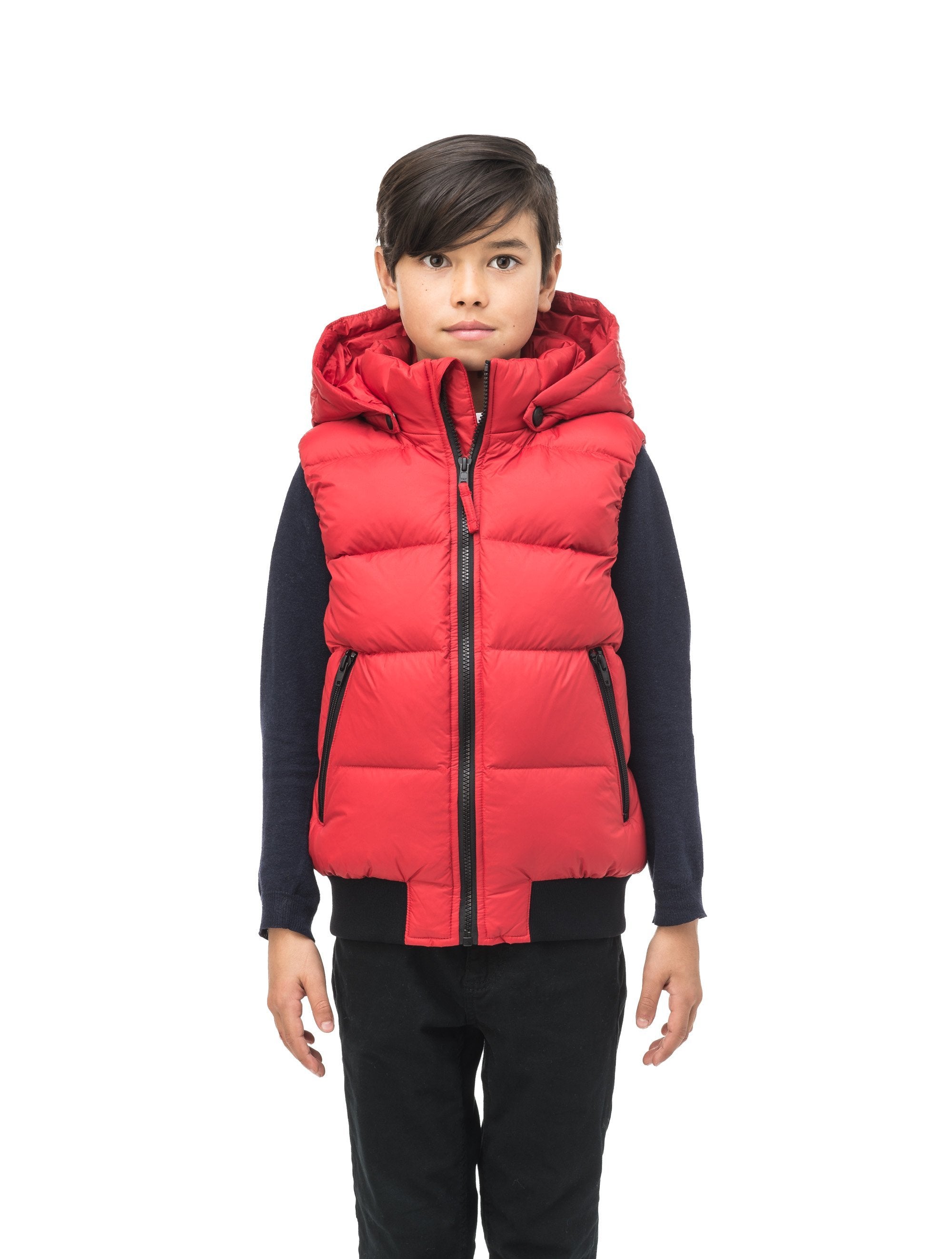 Boys puffer vest store with hood