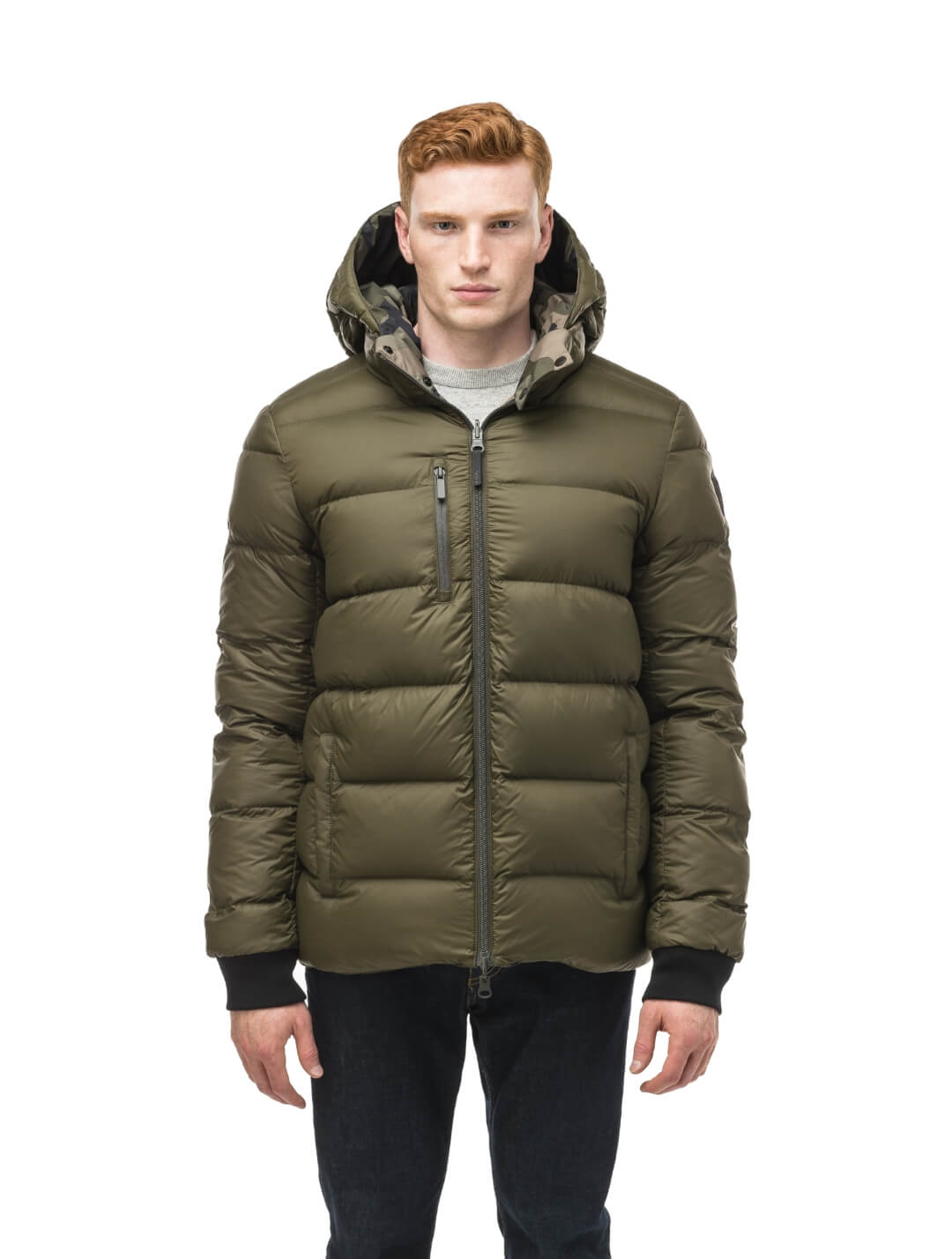 Khaki puffer jacket discount mens