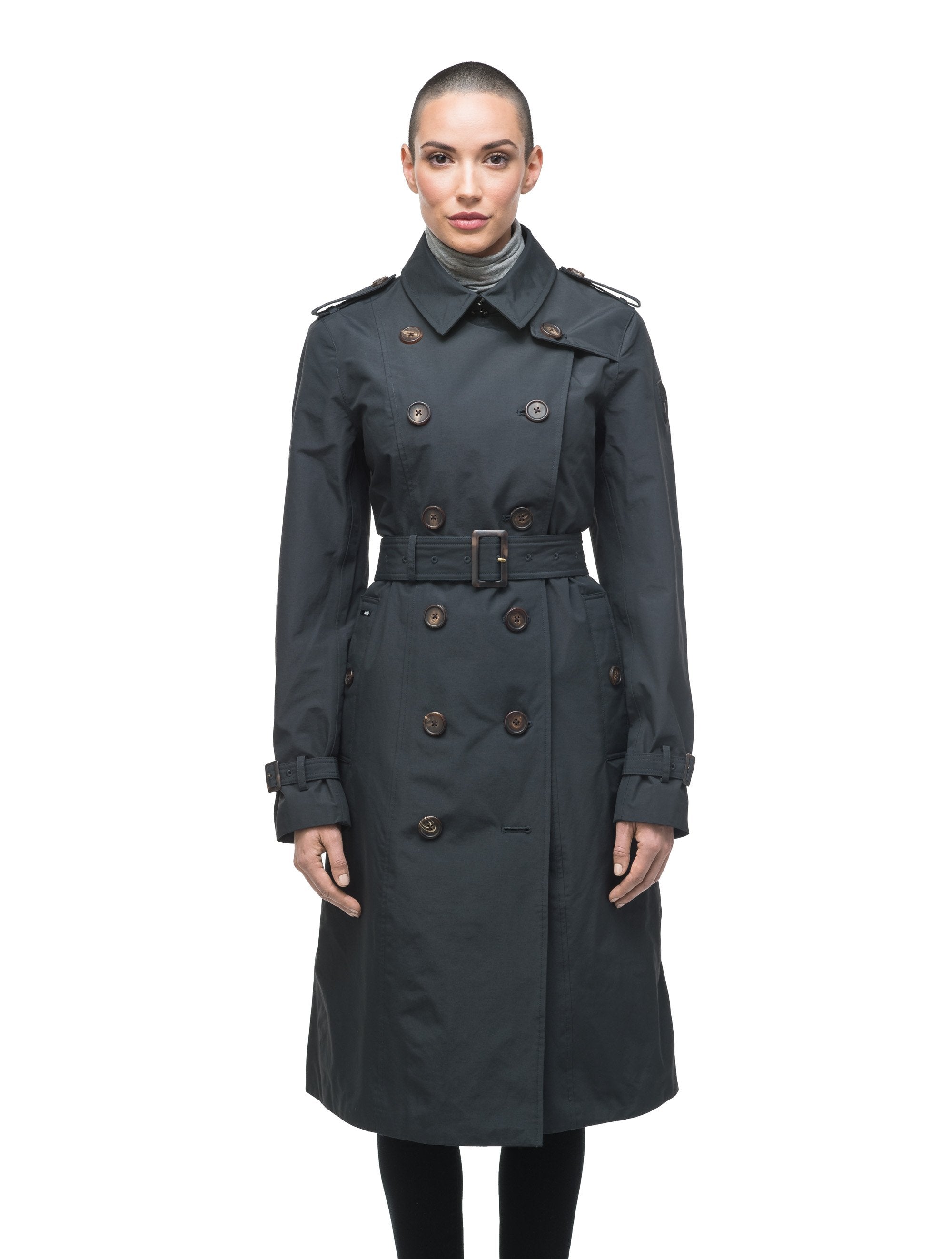 Navy knee shop length coat